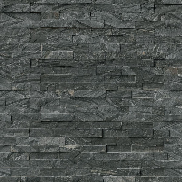 MSI Glacial Black Ledger Panel 6 in. x 24 in. Natural Marble Wall Tile (6 sq. ft./case)