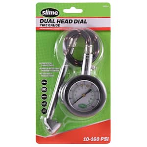 10-160 PSI Dual Head Dial Gauge with Hose, Carded