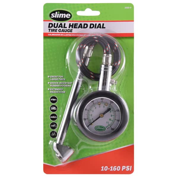 10-160 PSI Dual Head Dial Gauge with Hose, Carded