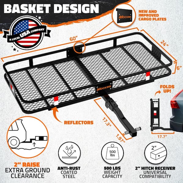 60 in. x 24 in. x 6 in. Hitch Cargo Carrier with 30 cu. ft. Waterproof Cargo Bag, 6-Packing Cubes and Accessories