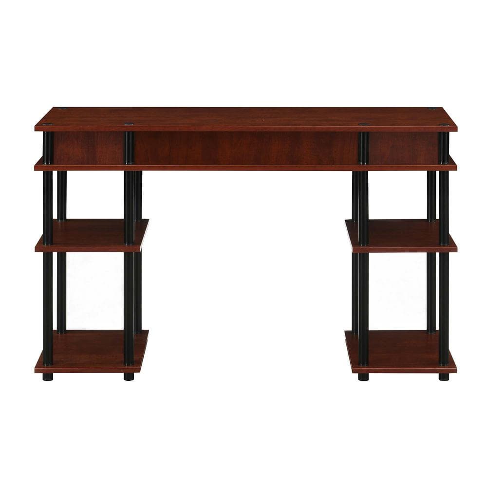 Cherry & Black 48" Modern No-Tools Student Desk with Shelves