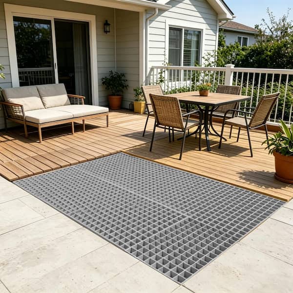 2 ft. x 4 ft. Grit-Top Series Composite Fiberglass Grating Deck Tile for Drain Cover, Garage, Walkway, Patio Deck, Gray