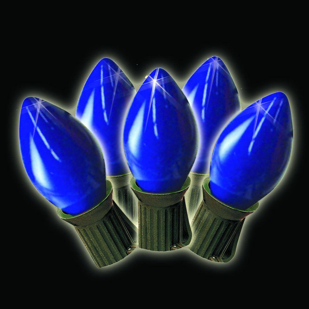 Blue LED C7 Ceramic Christmas Bulbs - Novelty Lights