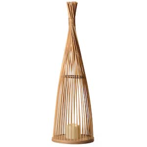 Rattan Designed Bamboo LED Lantern Lamp Battery Powered for Indoor and Outdoor