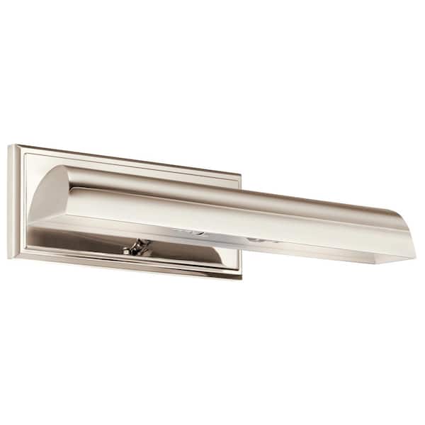 KICHLER Carston 18.25 in. 2-Light Polished Nickel LED Hallway Indoor Wall Sconce Picture Light with Adjustable Arm