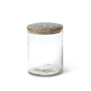 4.6 in. H Glass Jar Wood/Metal Lid