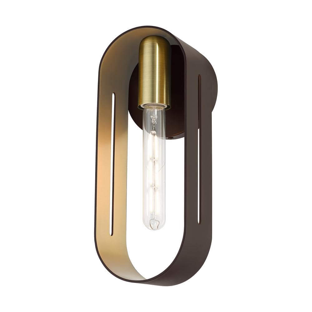 Ravena Scandinavian Bronze with Antique Brass 1-Light Sconce
