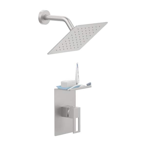 cobbe Rainfull Single Handle 1-Spray 8 in. Shower Faucet 1.8 GPM Kit with Pressure Balance Valve in. Brushed Nickel