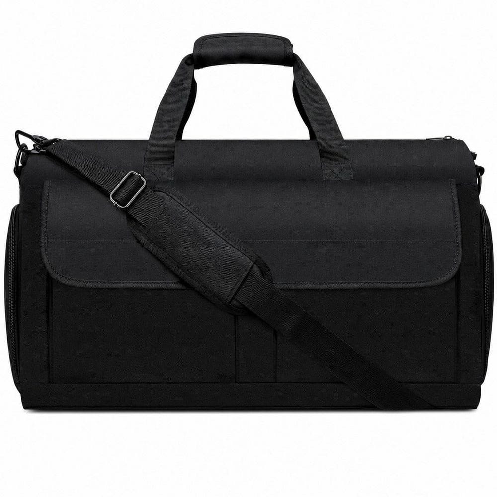 Black Carry On Convertible Garment Duffle Bag with Shoes Compartment, 2 in 1 Hanging Dress Suitcase Suit Travel Bags