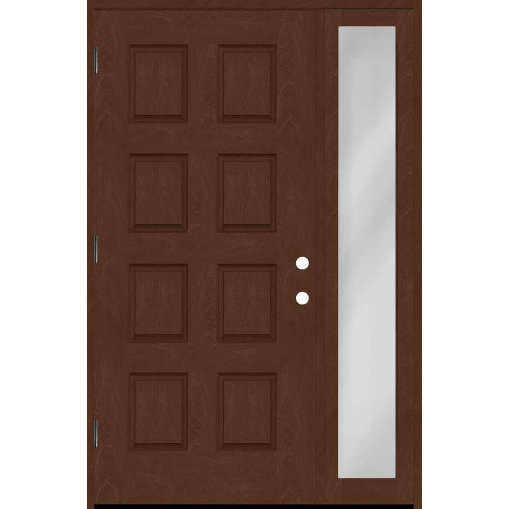 Regency 51 in. x 80 in. 8-Panel RHOS Chestnut Stain Mahogany Fiberglass Prehung Front Door with 12 in. Sidelite price history on PriceWatchPro