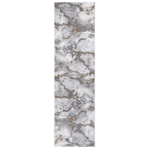 SAFAVIEH Craft Gray/Yellow 2 ft. x 8 ft. Marbled Abstract Runner Rug