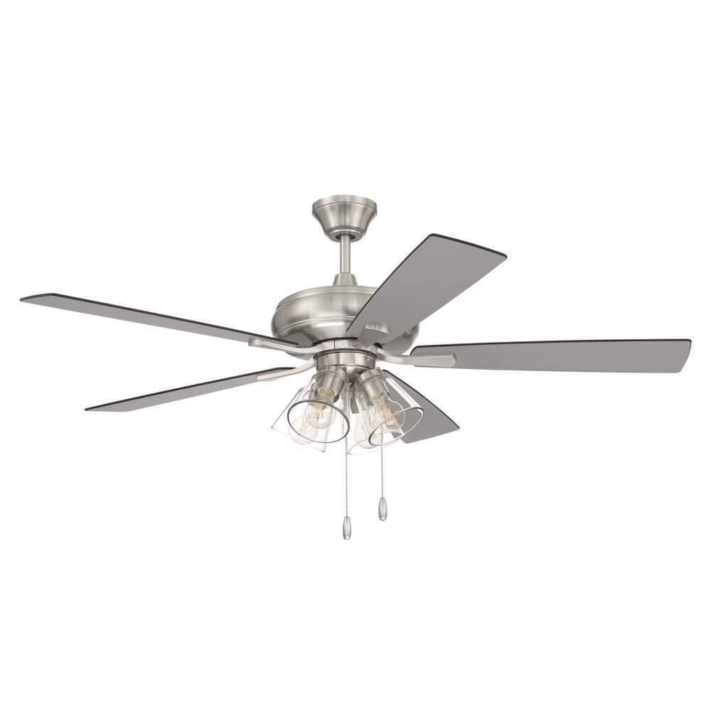 52 in. Brushed Polished Nickel, Brushed Nickel/Greywood Blades Angled Mount Standard Ceiling Fan w/ LED Bulbs Included price history on PriceWatchPro