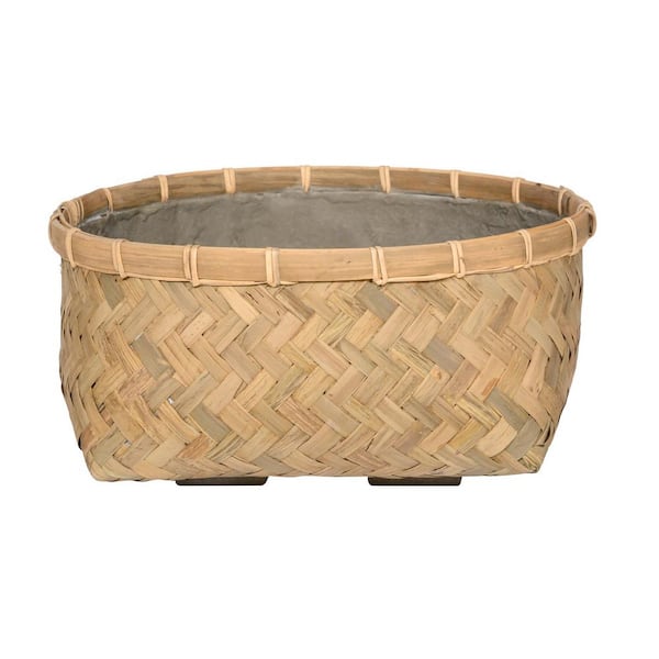 PotteryPots Nala Low Medium 14.6 in. Dia Natural Bamboo Indoor Outdoor Round Planter