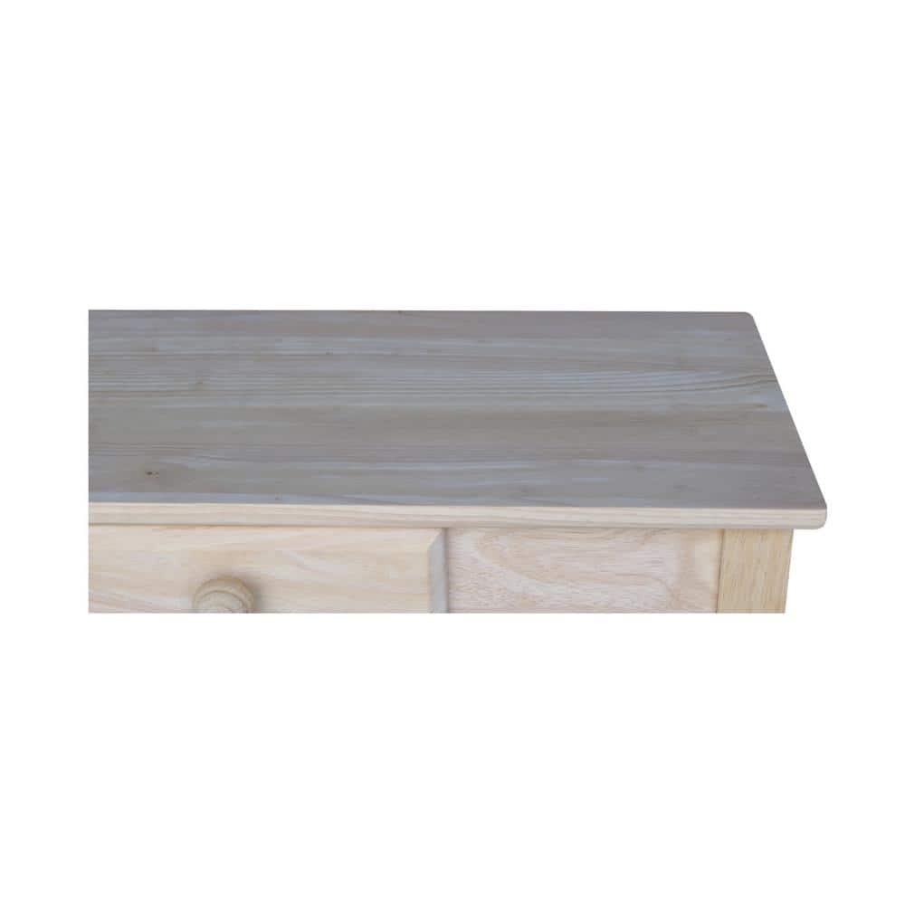 Unfinished Parawood Rectangular Hall Table with Drawer