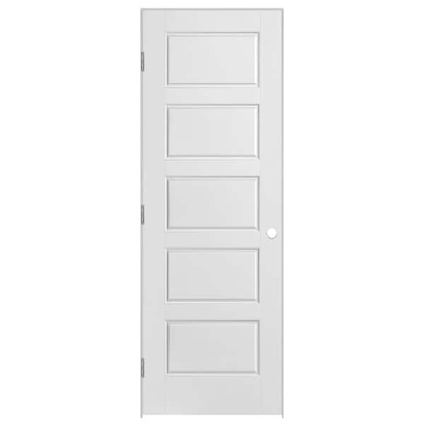 Masonite 24 in. x 80 in. 5 Panel Right-Handed Primed Composite Solid Core Single Prehung Interior Door 4-9/16 in. Flat Jamb