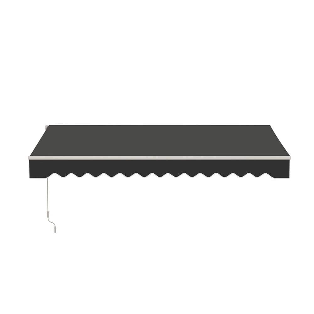Black 10' x 8' Retractable Patio Awning with White Frame