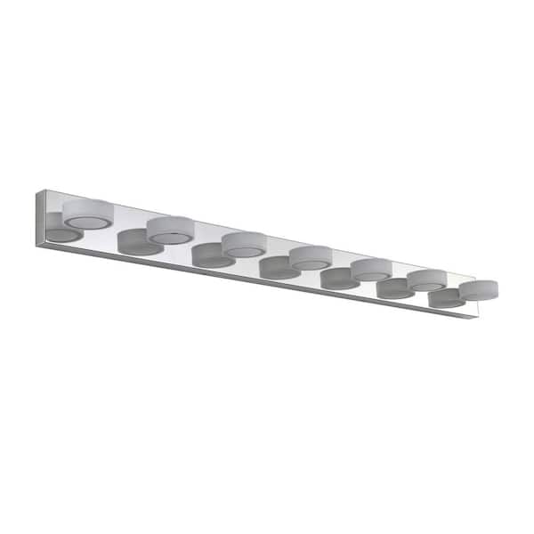 bessten Jason 52 in. 7-Light Chrome Bathroom LED Vanity Light with Dimmable and Efficient Lighting