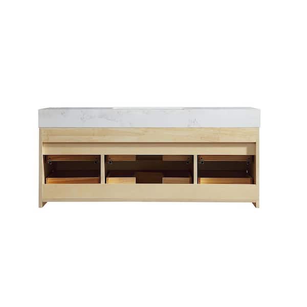 48 in. W x 20.8 in. D x 21.3 in. H Wall Mounted Floating Wood Bath Vanity Cabinet in Natural Oak with Ceramic Sink Top