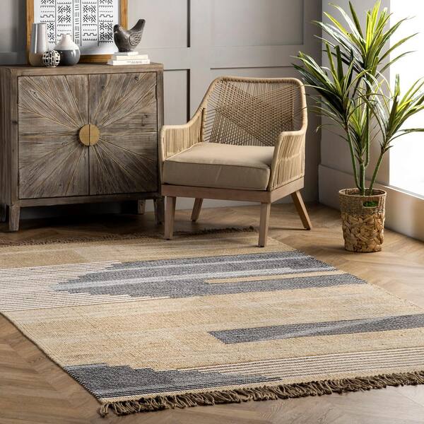 Heavy Duty Hand Braided Jute Striped Area Rug Runner Carpet - 3 X 4 ft