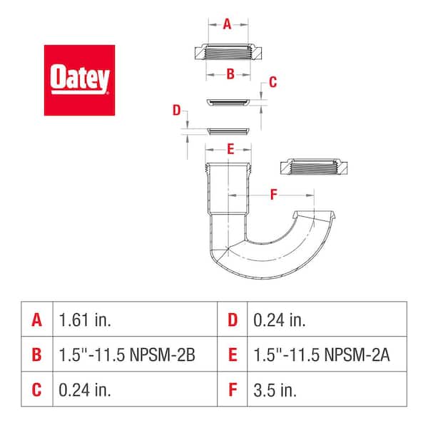 Oatey 1-1/2 in. White Plastic Bullnose-Joint Sink Trap J-Bend