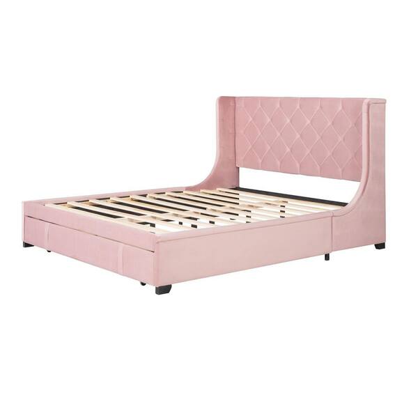 Pink fabric deals bed frame