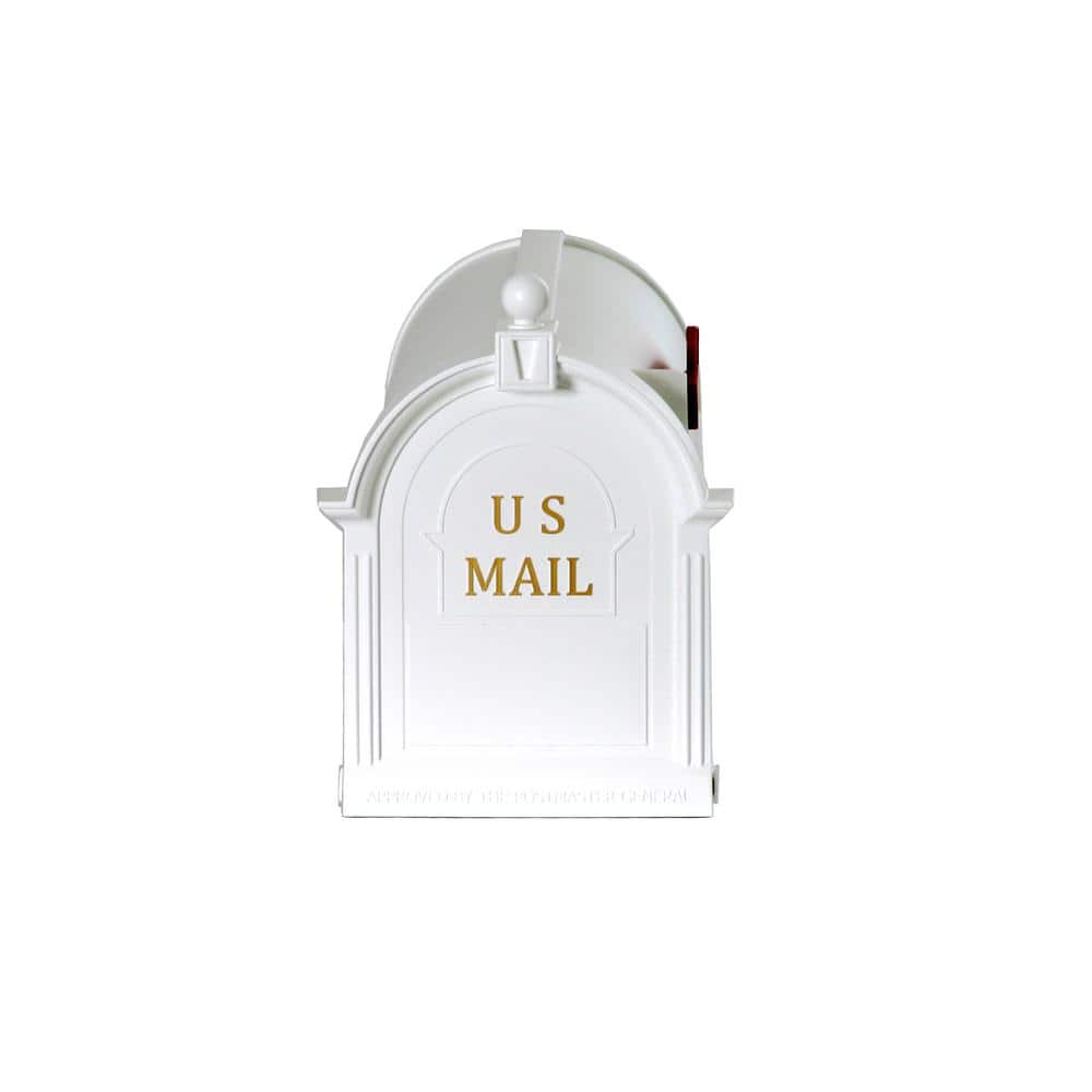 Ambrose Large White Lockable Plastic Post Mount Mailbox