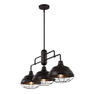 Levi 40.5 in. 3-Light Industrial Farmhouse Iron Linear LED Pendant, Oil Rubbed Bronze