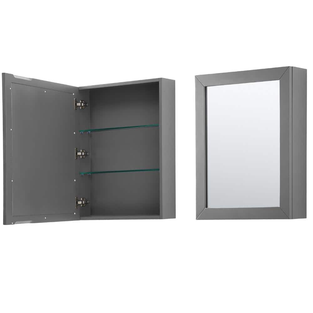 Daria 36'' Dark Gray Bathroom Vanity with Stone Top and Mirror