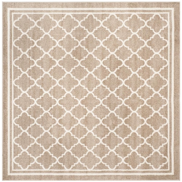 SAFAVIEH Amherst Wheat/Beige 9 ft. x 9 ft. Square Multi-Trellis Border Area Rug