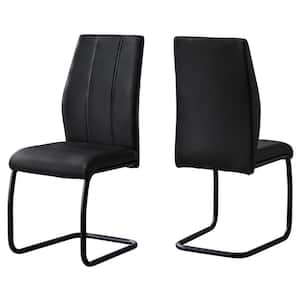 Jasmine Black Faux Leather Cushioned Parsons Chair (Set of 2)