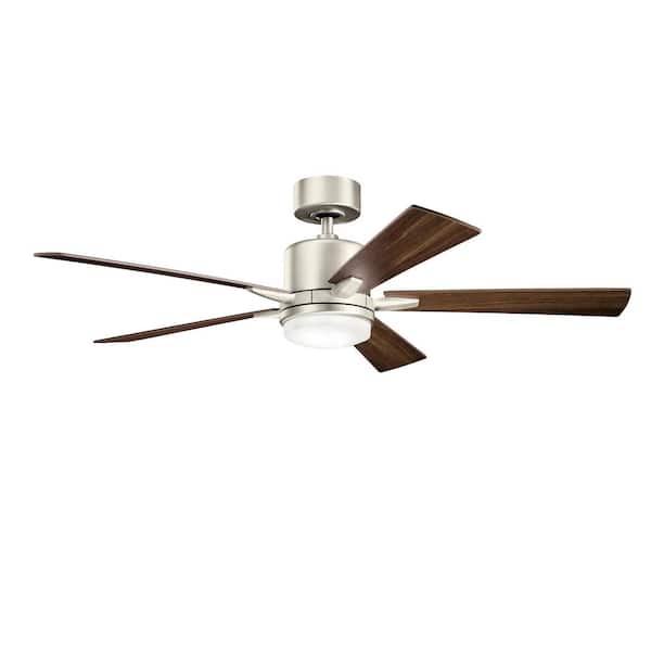 Lucian Elite 52 in. Indoor Brushed Nickel Downrod Mount Ceiling Fan with Integrated LED with Wall Control Included