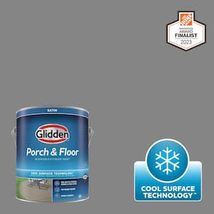 1 gal. PPG1001-5 Dover Gray Satin Interior/Exterior Porch and Floor Paint with Cool Surface Technology