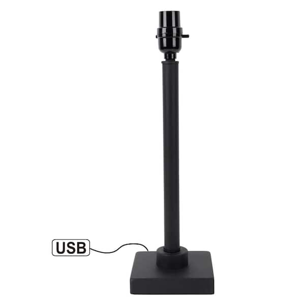 Hampton Bay Mix and Match 16 .5 in. Matte Black Medium Lamp Base with USB - TTL20