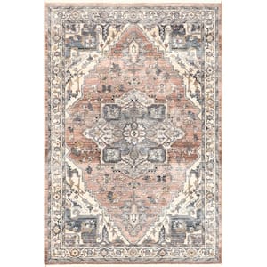 Faded Medallion Fringe Rust 5 ft. x 8 ft. Traditional Area Rug
