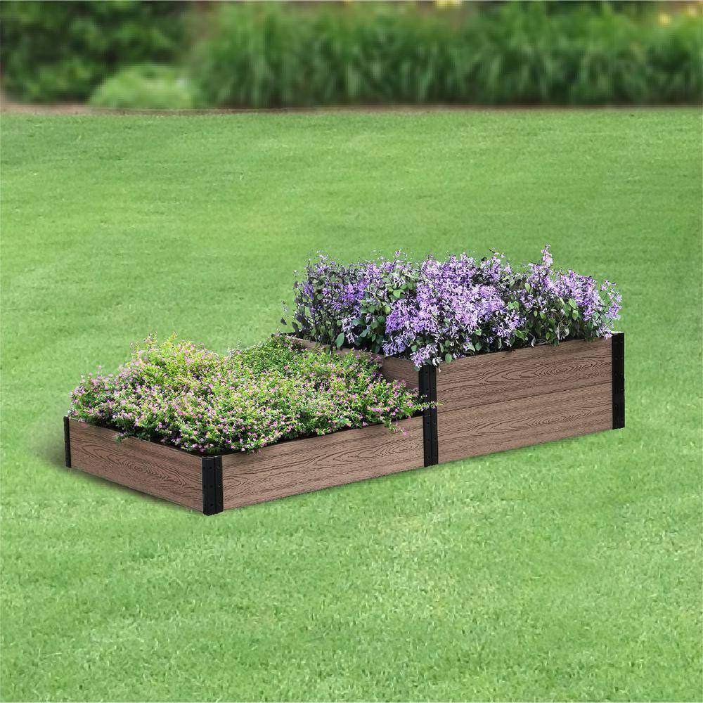Terraced Composite Wood Raised Garden Bed with Steel Brackets
