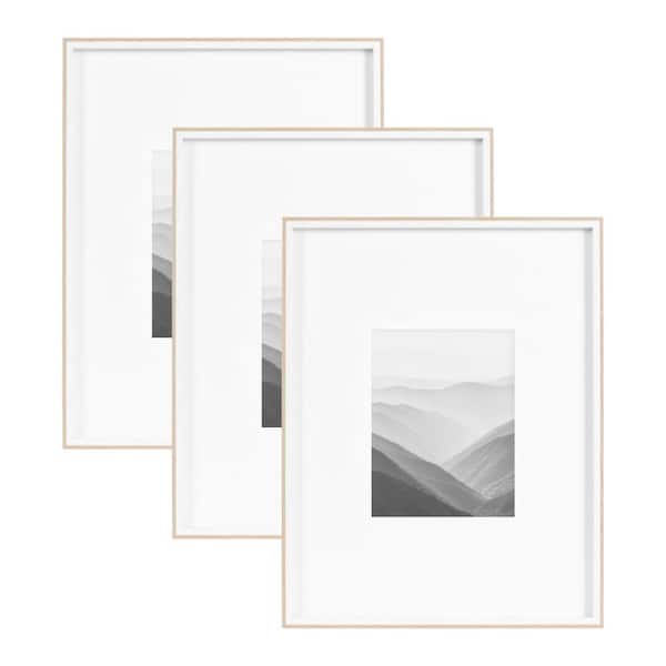 Kate and Laurel Gibson 16 in. x 20 in. White/Natural Picture Frame (Set of 3)