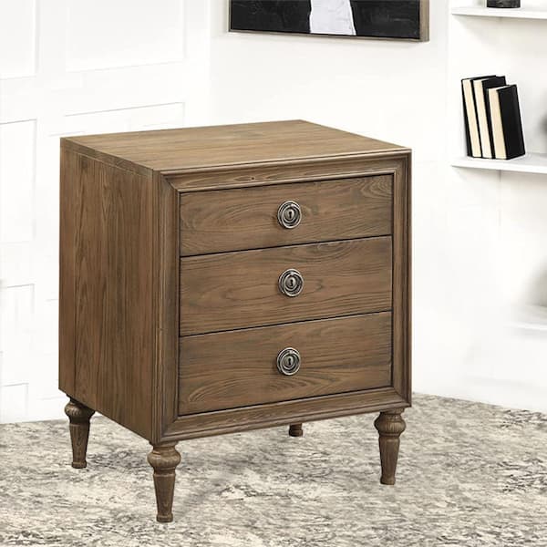 Acme Furniture Inverness (Parker) 3-Drawer Reclaimed Oak Nightstand 28 in. x 19 in. x 24 in.