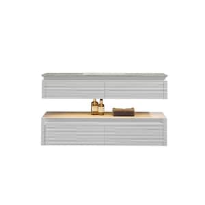 48 in. W x 21 in. D x 30 in. H Single Sink Wall-Mounted Bath Vanity in White with White Engineered Stone Top