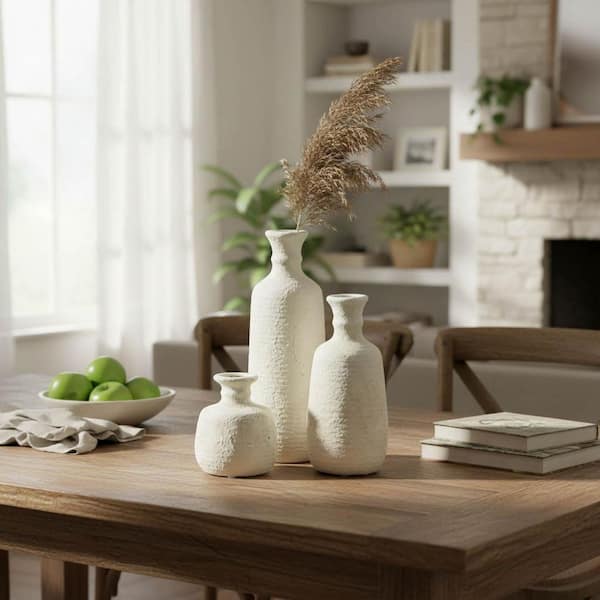 7.1 in. White Cylinder Three-Layer Bubble Glass Vase, Hydroponic
