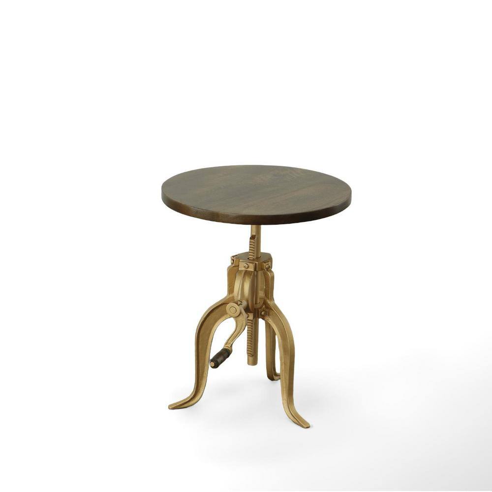 18 in. Gold Round Wood End Table