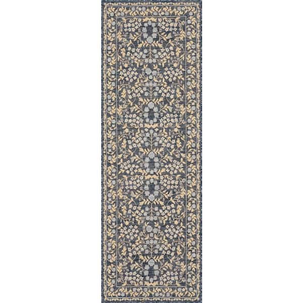 Ariena Transitional Navy 3 ft. x 8 ft. Outdoor Runner Rug