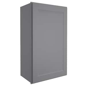 21 in. W X 12 in. D X 36 in. H in Shaker Gray Plywood Ready to Assemble Wall Cabinet 1-Door 2-Shelves Kitchen Cabinet