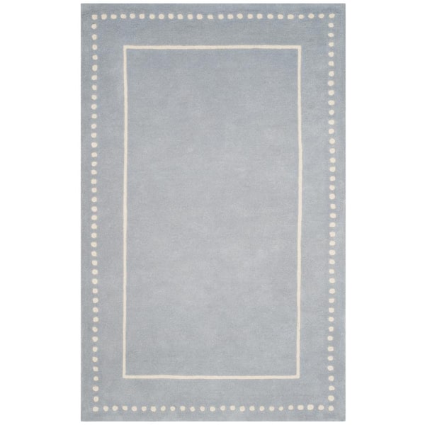 SAFAVIEH Bella Light Blue/Ivory Doormat 3 ft. x 5 ft. Dotted Border Area Rug