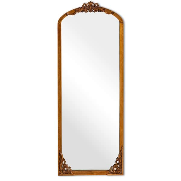 PexFix Rustic Arched 21 in. W x 64 in. H Solid Wood Framed DIY Carved Full Length Mirror SUUS