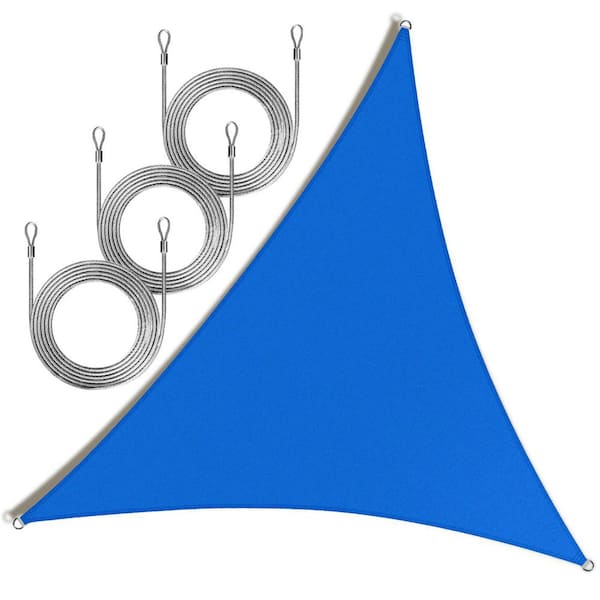 22 ft. x 22 ft. x 22 ft. Triangle Sun Shade Sail with Rope-Blue