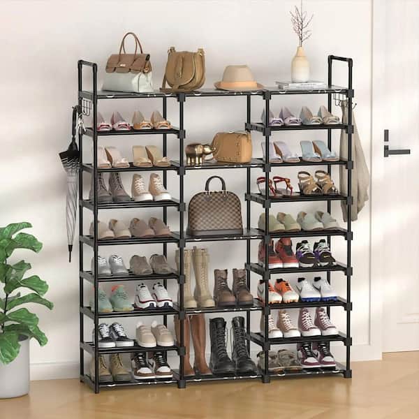 62 in. H 55-Pair Black Metal Shoe Rack shoes-356 - The Home Depot