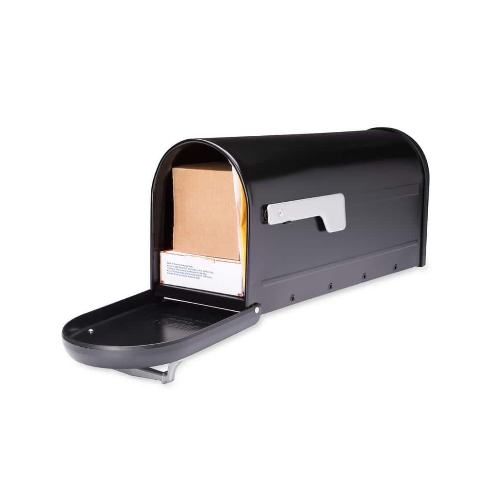 Chadwick Black Aluminum Post Mount Mailbox with Nickel Accents