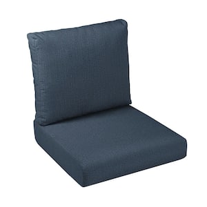 22.5 in. x 22.5 in. x 5 in. (2-Piece) Deep Seating Outdoor Dining Chair Cushion in Sunbrella Revive Indigo