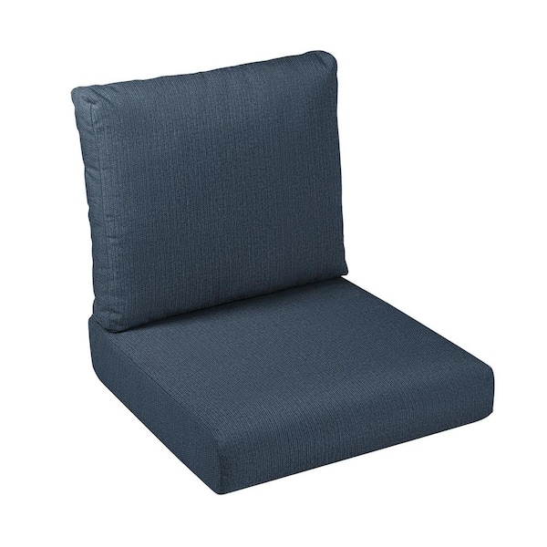 SORRA HOME 22.5 in. x 22.5 in. x 5 in. (2-Piece) Deep Seating Outdoor Dining Chair Cushion in Sunbrella Revive Indigo