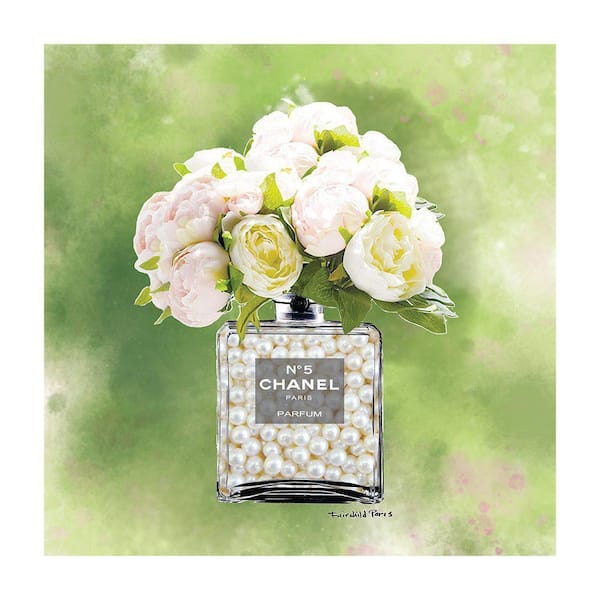 VENICE BEACH Collections Fashion Glam Perfume Bottle with Pearls by Fairchild Paris 1 Piece Unframed Canvas Drawing Print 30 in. x 30 in.
